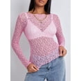 thumbnail image 3 of Cenuakty Women's Summer Sheer Crop Tops Long Sleeve Fitted Short Lace Going Out Tops for Party, 3 of 9