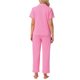 thumbnail image 3 of Conjunto de pijama para mujer INSPIRE CHIC, con botones, suave, de manga corta, ropa de dormir, pantalones largos, conjunto de 2 piezas, XS, rosa claro, 3 of 6