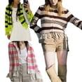 thumbnail image 3 of Txlixc Suéteres de botón femenino, collares de collage y prendas de punto caliente Txlixc moda, 3 of 3