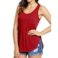 thumbnail image 3 of Women U Neck Solid Color Side Split Scoop Hem Tank Top, 3 of 5