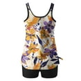 thumbnail image 4 of Amzcrzy Tankini Bathing Suits for Women Hawaii Floral Print Tummy Control Two Piece Swimsuits Blouson Retro Flower Leaf Swim Tank Top with Boy Shorts, 4 of 6