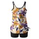 thumbnail image 3 of Trajes de Baño Modestos para las Mujeres Traje de Baño de Eslinga de Impresión de Hojas de Flores Multicolores, Cintura Alta Y Tops de Traje de Baño de Apoyo para las Mujeres, 3 of 6