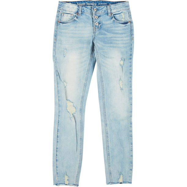 Vanilla Star - Vanilla Star Juniors 3-Button Distressed Skinny Jeans ...