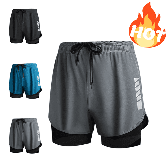 Mifsaly Mens Running Shorts with Liner Elastic Waist Drawstring 2 in 1 Athletic Workout Shorts Lightweight Quick Dry Moisture Wicking Training Outdoor Outfits Dark Gray,XXL
