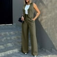 thumbnail image 4 of Womens Elegant Solid Color Suit - Vest Tank Cardigan & Wide Leg Pants Set - Casual/Formal Outfit, Comfortable Fabric - S-XXL Sizes, 4 of 7