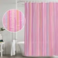 thumbnail image 4 of Pink Orange Blue Stripe Shower Curtain Set - Small 36" x 72" Washable Bathtub Curtain with 12 Hooks, Modern Abstract Art Striped Farmhouse Waterproof Fabric Stall Shower Curtains for Bathroom Décor, 4 of 6