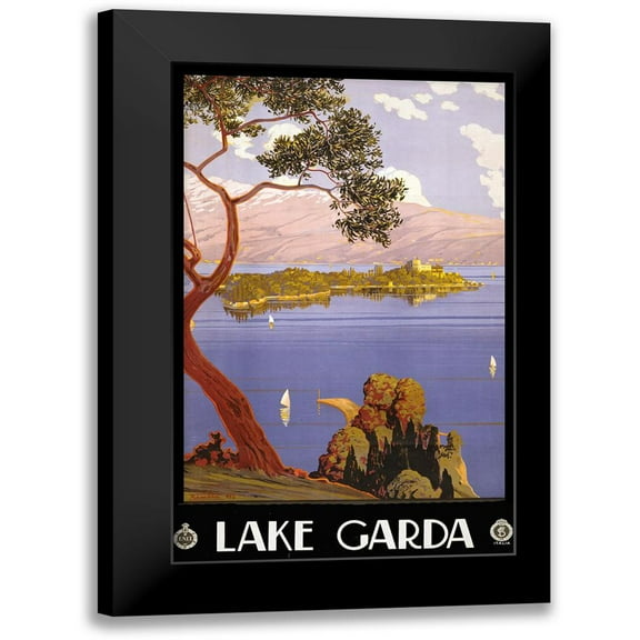 Vintage Apple Collection 10x14 Black Modern Framed Museum Art Print Titled - Lake Garda