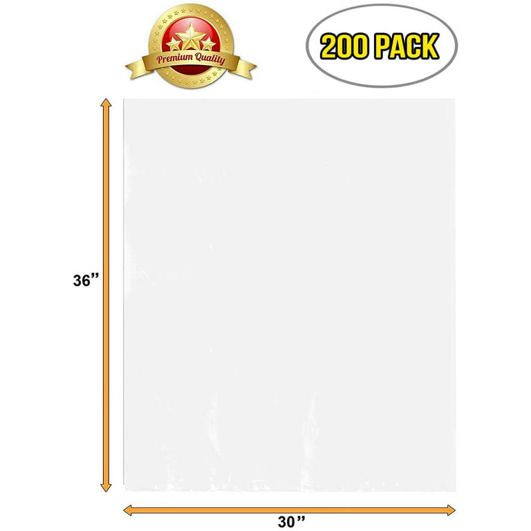 Aluf Plastics 30 gal. 0.7 Mil White Trash Bags 30 in. x 36 in. Pack of 200 for Bathroom, Kitchen, Household and Office