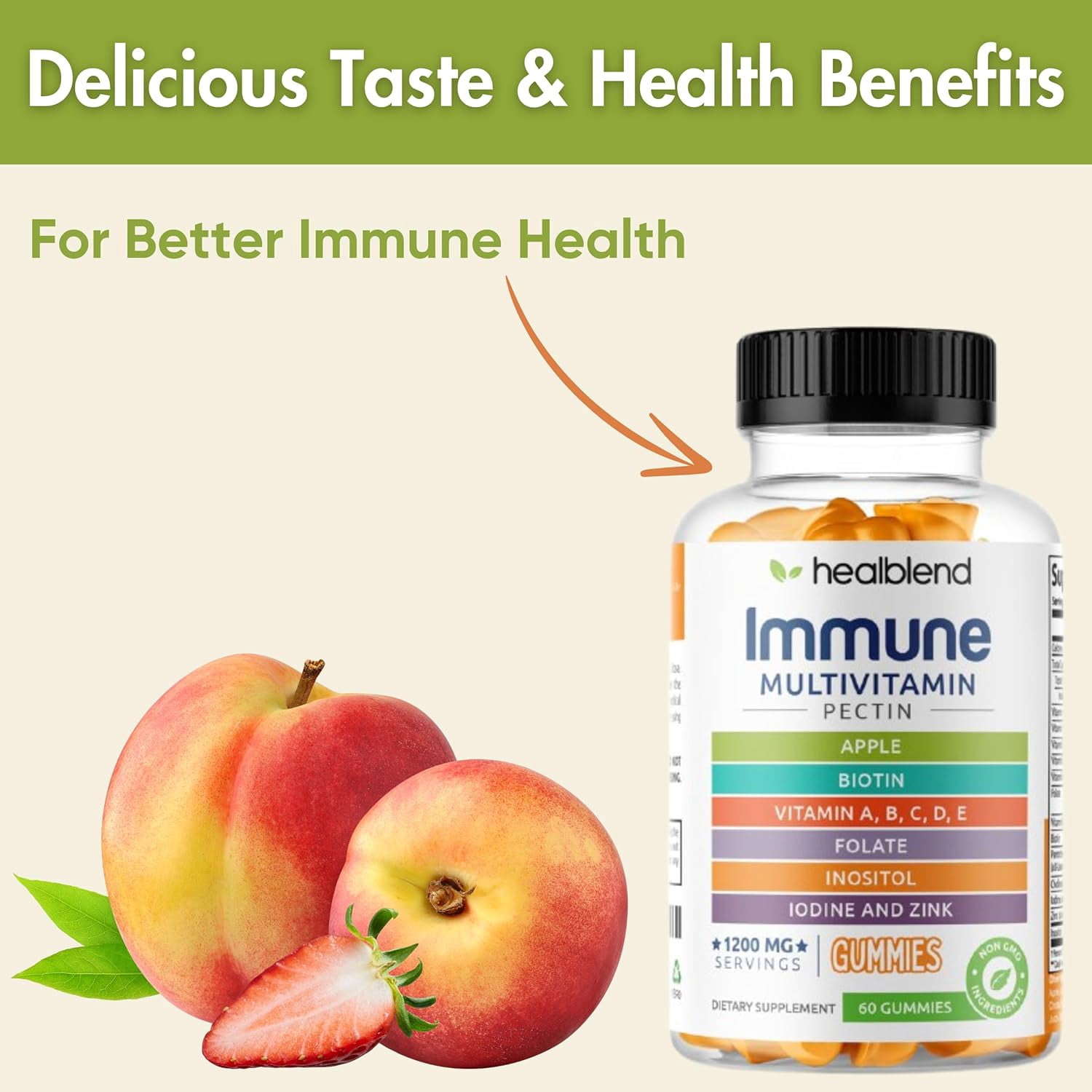 Healblend Multivitamin Gummies for Adults – Vitamin A, B, C, D, E, Zinc & Biotin – Immune & Energy Support – Vegan, 60 Gummies (2-Pack)