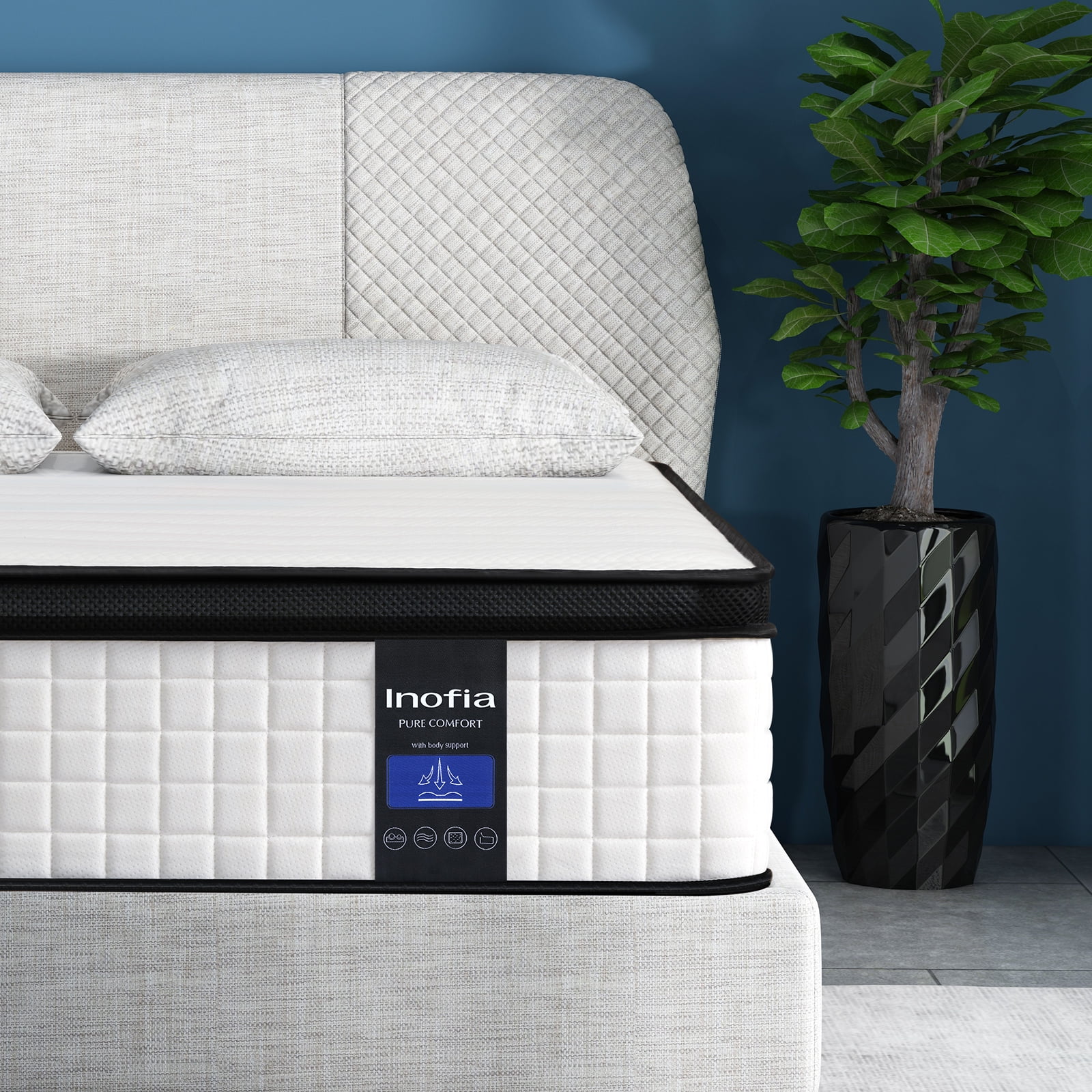 Inofia 12 inch Hybrid Queen Size Mattress in a Box with Responsive Memory Foam, Multiple Sizes