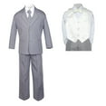 thumbnail image 2 of 7pc Baby Toddler Boy Formal Party Medium Gray Suit w/ Satin Vest & Bow tie Sm-20, 2 of 4