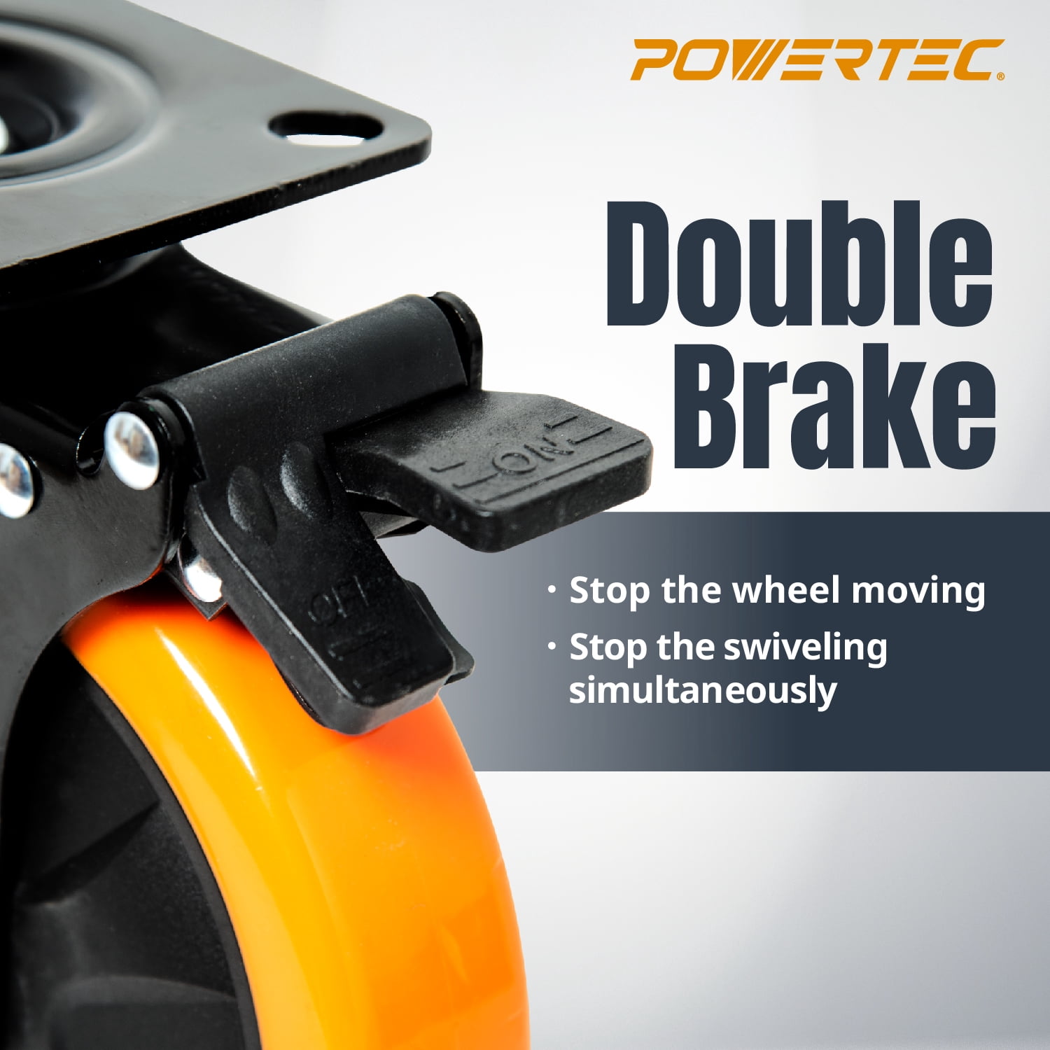 POWERTEC 6 inch Swivel Caster Wheels Set of 4 with Dual Locking Brake - 1390 lbs Loads Heavy Duty Industrial Grade - Ideal for Heavy Equipment, Automotive Workshop, Cart, Dolly and Workbench, 17216N