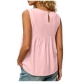 thumbnail image 7 of Women's Tank Top, Fashion Casual Summer Solid Color Round Neck Sleeveless Pullover Side Split Top, Loose Fit Cami with Side Tie, Trendy Blouse for Daily, 7 of 7