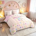 thumbnail image 2 of meiyoeat Pastel Balloon Letter T Twin Bedding for Boys Girls, Cute Monogram Bedding Comforter Set, Pink Reversible, 7 Pieces, 2 of 6
