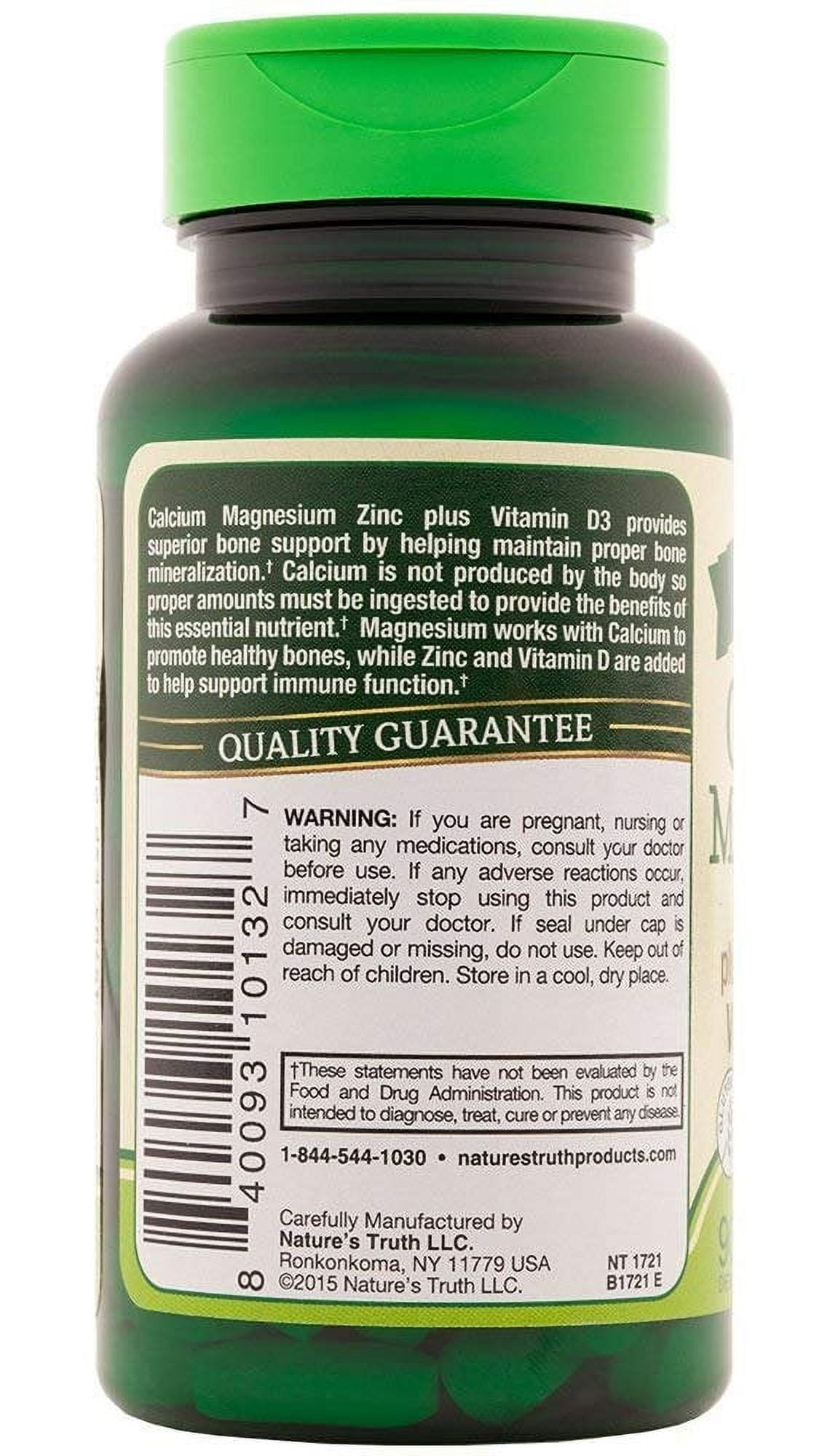 Nature's Truth Bone Calcium Magnesium Zinc w/ Vitamin D3, 90ct, 6-Pack