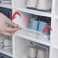 thumbnail image 3 of Thickened Plastic Shoe Storage Box - Stackable Transparent Drawer Organizer for Closet, Entryway, Seasonal Footwear, 3 of 6