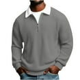 thumbnail image 3 of DIOAZUD Quarter Zip Pullover Men Waffle Long Sleeve Lapel Pullovers Solid Color Casual Sweatshirt No Hood Loose Fit Basic Sweatshirts, 3 of 10