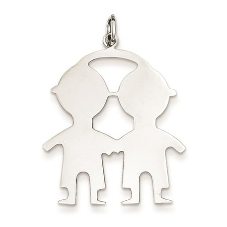 925 Sterling Silver Engravable Boy/Boy Disc Charm Pendant 30mmx26mm