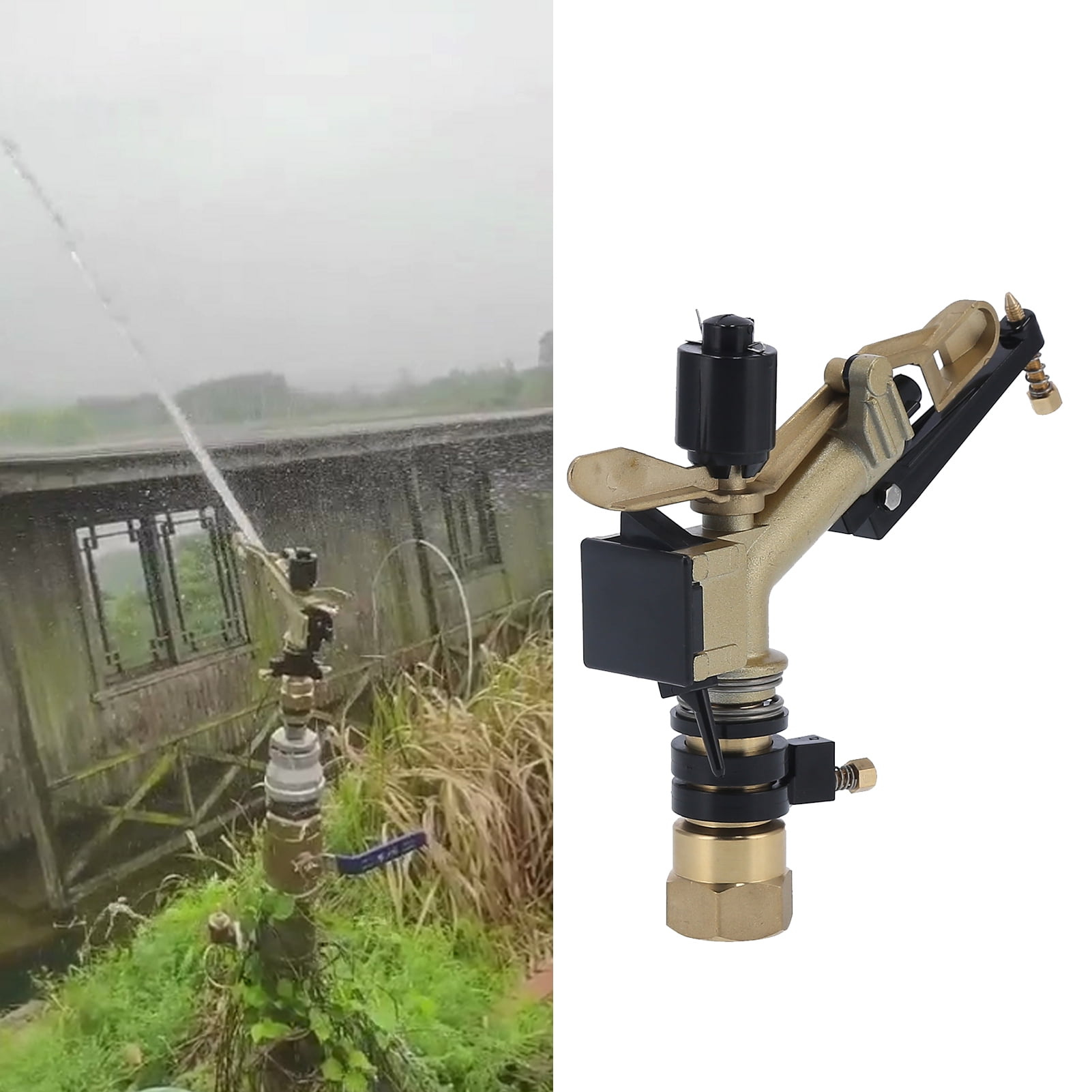 BIMZUC DN25 Rocker Arm Rotating Sprinkler Adjustable Angle Impact Sprinkler for Garden Irrigation Lawn Watering Tool
