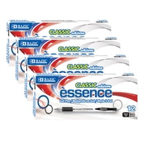 BAZIC Essence Gel Pen, Medium Point 1.0mm Black Pen, Comfort Grip, 12 Count, 4-Packs