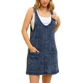 thumbnail image 1 of INSPIRAR CHIC Vestido de Mujer Overoles de Mezclilla Sueltos Casual Sin Mangas Vestidos Cortos Azul M, 1 of 6