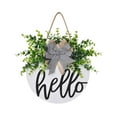 thumbnail image 2 of BKER Hello Door Plate Decorative Plate Simulation Flower Wall Hanging Home Decoration Wreath, 2 of 5