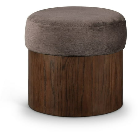 Meridian Furniture Nimes Brown Velour Fur Fabric Ottoman/Stool