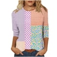 thumbnail image 2 of Qulqfy Causal Womens T Shirts Loose-Fitting 3/4 Length Sleeve Boat Neck Tunic Stretchable Raglan Basics Vacation Tops for Women Trendy L, 2 of 6