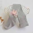 thumbnail image 2 of SGFCWSX Girls Cable Knit Tights Winter Soft Leggings with Bow Kids Elastic Fleece Lined Pantyhose Gray Size 1 Years, 2 of 3