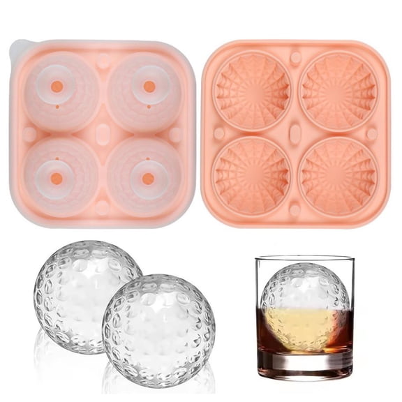 Large Sphere Ice Cube Tray, 4-Cavity Silicone Ice Ball Maker for Whiskey Cocktails, Slow Melting Ice Molds with Funnel Lid