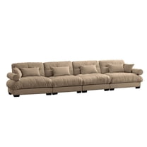 Super Comfort Oversized Modular Velvet Sectional Sofa with Movable Ottoman, Deep Seat Convertible L Shaped Couch, Camel