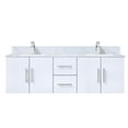 thumbnail image 2 of Glossy White Vanity 60 In. W X 22 D, Quartz Top, Faucet - Two Compartments And Drawers For An Organized Bathroom Bath 60" 22", Included Spacious With Soft Close Feature, 2 of 4