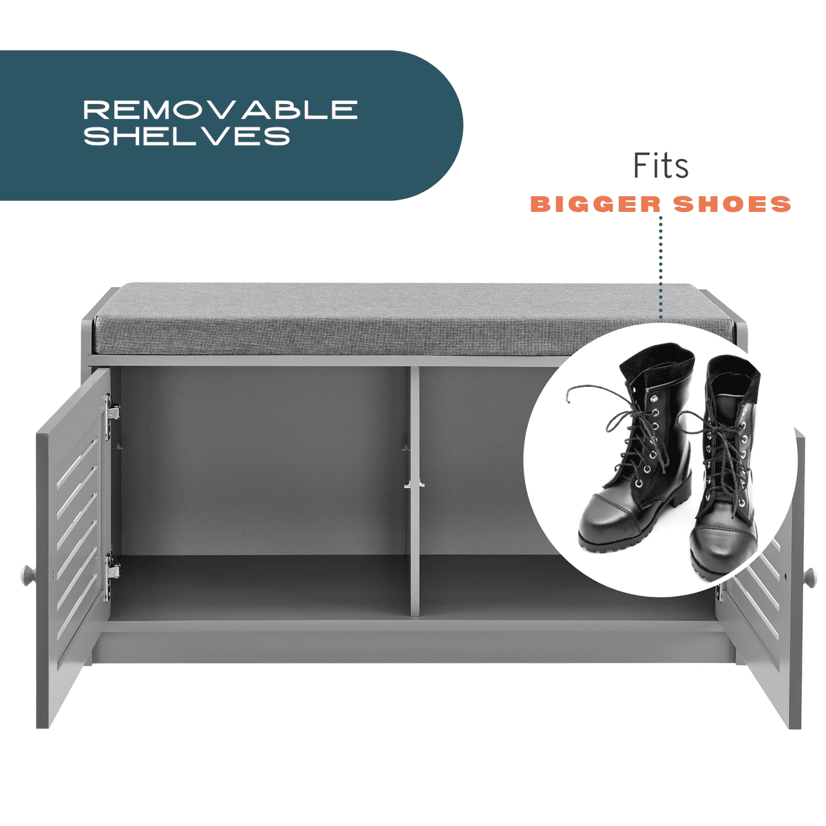 Sturdis Shoe Storage Bench with Cushion Gray Walmart