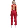 thumbnail image 3 of Xnihocha Womens Shiny Sequin Tassel 70s 80s Disco Dance Outfits Sleeveless Open Back Jazz Latin Jumpsuit Burgundy S, 3 of 7