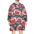 thumbnail image 2 of Green Red Footballs Pattern Wearable Oversized Blanket,Wearable Blanket Hoodie for Adults,Cozy Hooded Blankets with Super Pockets,Super Warm Fuzzy Pullover for Women & Men, 2 of 6