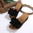 thumbnail image 5 of Women's Wide Width Floral Wedge Slide Sandals, Open Toe Platform Mules with 3D Flower Detail, Comfortable Casual Shoes for Summer, Multi-Color, 5 of 10