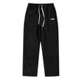 thumbnail image 2 of Aueoeo Mens Sweatpants Baggy Sweatpants Straight Leg Elastic Waist Pants Casual Lightweight Drawstring Trousers Black S, 2 of 9