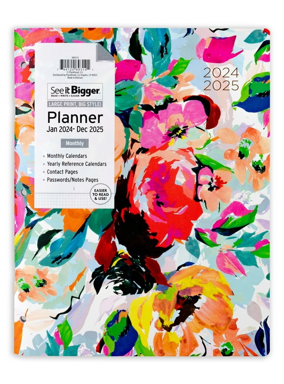 See It Bigger Monthly Planner, January 2024 - December 2025, (8.5" x 11") Floral