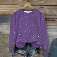 thumbnail image 2 of lulshou Women's Print Sweatshirt - Lightweight Casual Crewneck Pullover, Long Sleeve Bling Shirt for Casual, Purple, L, 2 of 8
