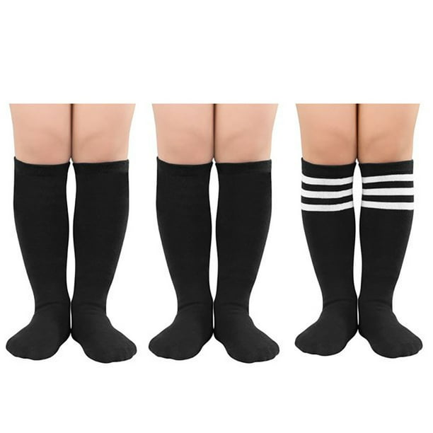 FOREEMME Kids Soccer Socks Pack Knee High Tube Stripes Socks Cotton