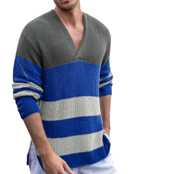 Vedolay Sweaters for Big Men Plus Size Plush Sweater Pockets Outerwear Buttons Sweater Top Blue,L
