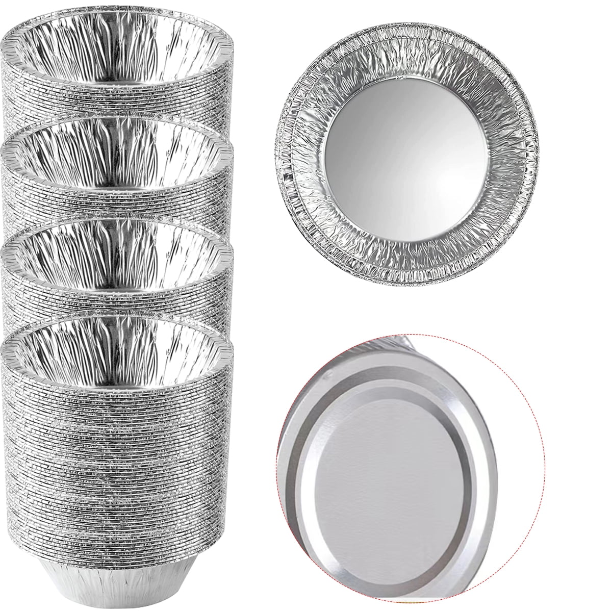 MT Products 4 1/4 Disposable Aluminum Foil Tart / Pie Pan 7/8 Deep - (50 Pieces)