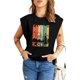 thumbnail image 4 of ABPHQTO Camiseta de manga corta con estampado de letras negras para mujer, 4 of 5