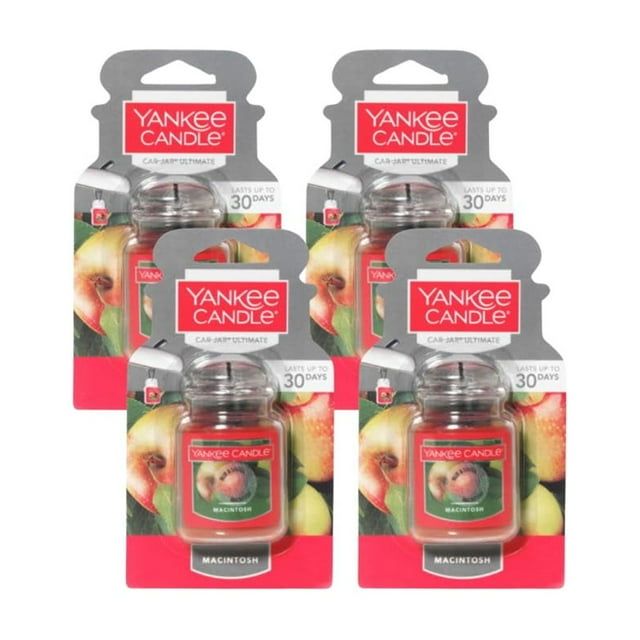 Ambientador para coche Yankee Candle Macintosh, paquete de 4 unidades, 28 ml