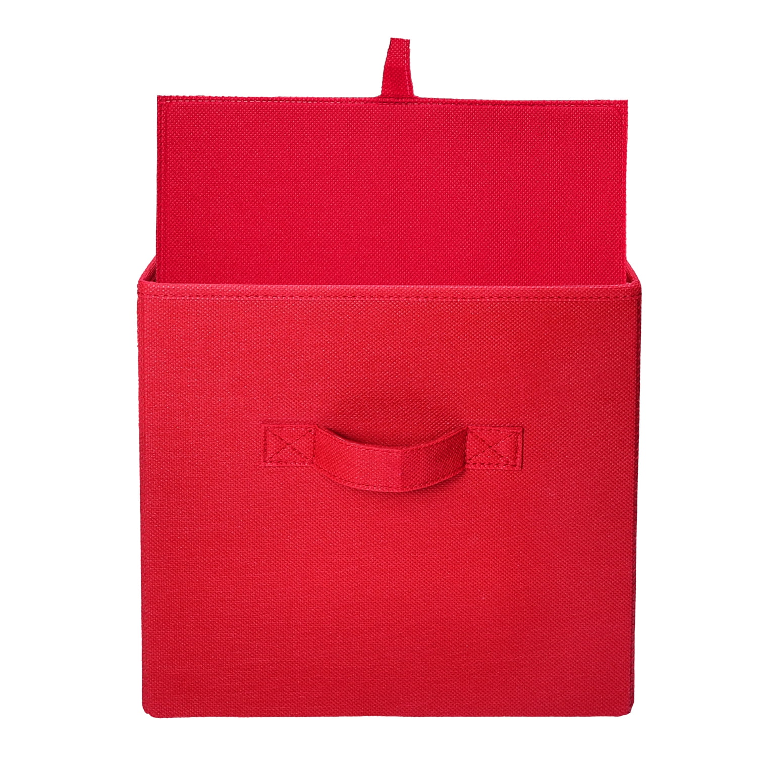 Mainstays Collegiate Collapsible Fabric Bins 10.5X10.5, Red Engine, 4 Pack