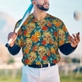 thumbnail image 5 of Lsque Skull And Flowers Pattern Mens Polo Golf Shirts Funny Graphics Shorts Sleeve Button Shirts Baseball T-shirt-XX-Large, 5 of 7
