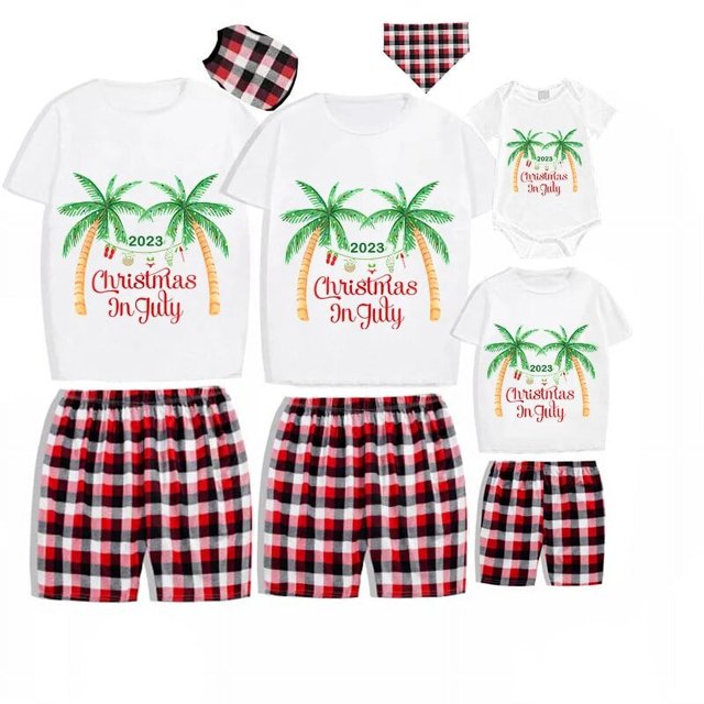 Pijamas familiares a juego de Navidad, conjuntos de Pijamas cortos grises, en julio de 2023