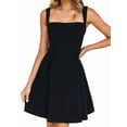 thumbnail image 3 of Womens 2025 Mini Sleeveless Dress Backless Tie Square Neck Short Party Dress Black L, 3 of 9