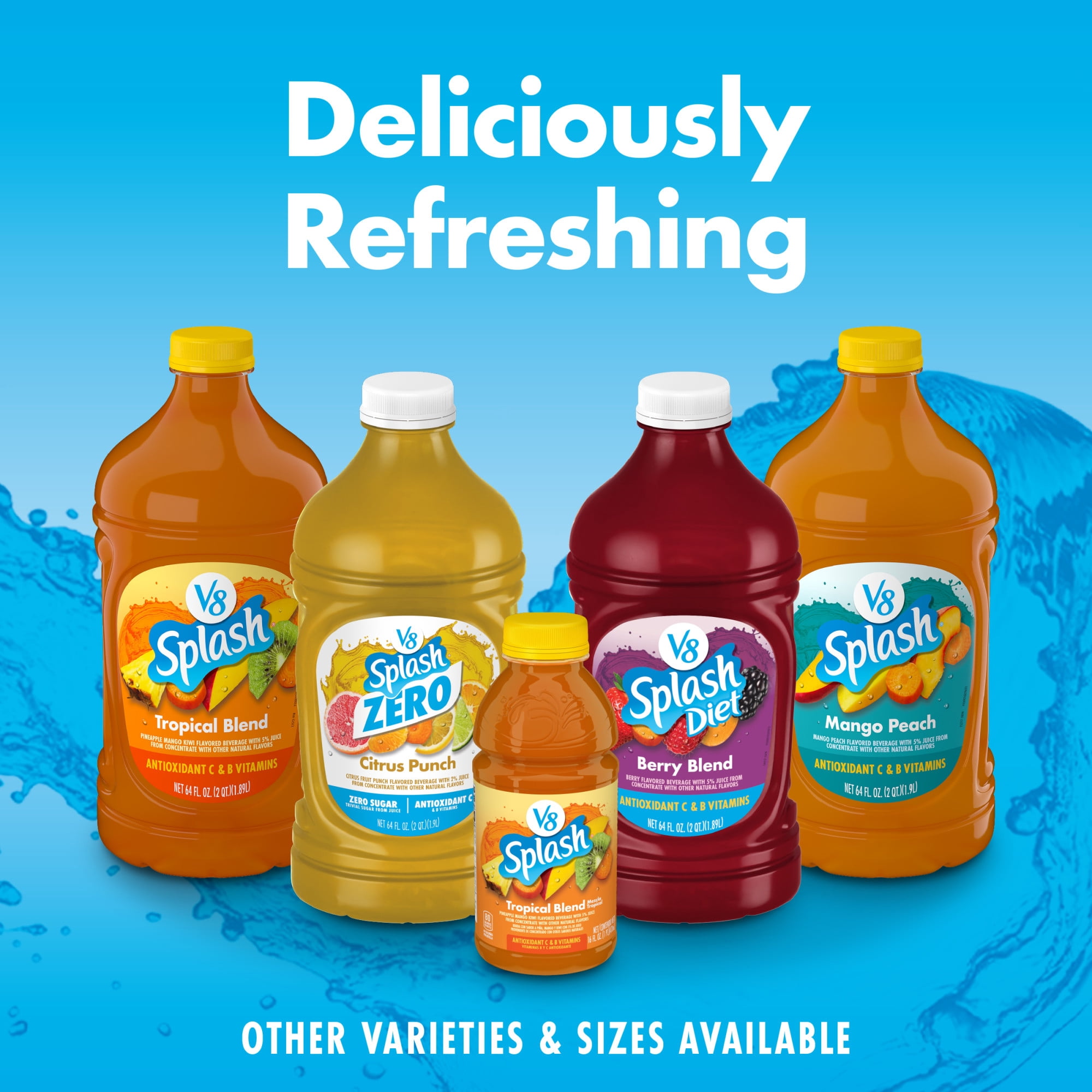 V8 Splash Zero Sugar Watermelon Burst Flavored Beverage, 64 fl oz Bottle