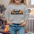 thumbnail image 2 of MIASHUI Halloween Girls Sweatshirt Cozy Letter Design Pumpkin Bat Pattern Festive Autumn Winter Warm Hoodies for Children, 2 of 5